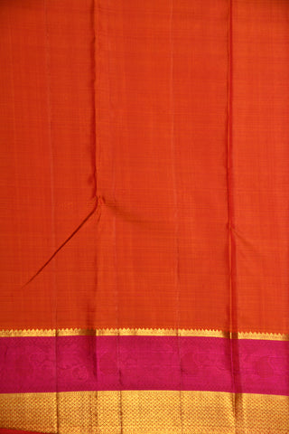 Mayilkan And Paisley Border Rust Brown Kanchipuram Silk Saree