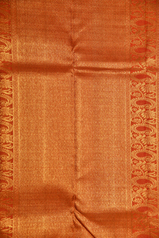 Mayilkan And Paisley Border Rust Brown Kanchipuram Silk Saree