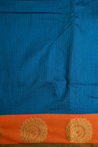 Contrast Border Ink Blue Kalyani Cotton Saree