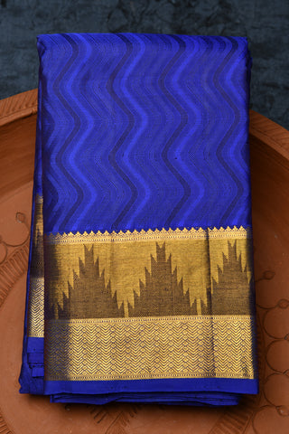 Temple Border With Zig Zag Pattern Cobalt Blue Kanchipuram Silk Saree