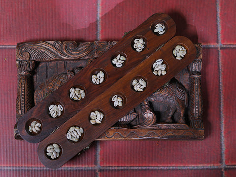 Traditional Wooden Pallankuzhi With Shells