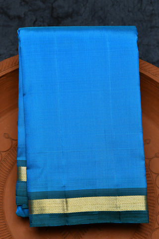 Small Zari Border In Plain Ramar Blue Kanchipuram Silk Saree