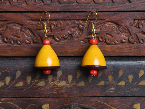 Yellow Wooden Hook Earrings