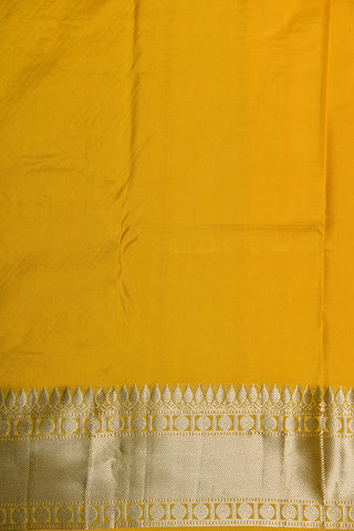 Rudraksh Zari Border With Geometric Pattern And Butta Soft Yellow Kanchipuram Silk Saree