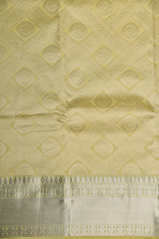 Rudraksh Zari Border With Geometric Pattern And Butta Soft Yellow Kanchipuram Silk Saree