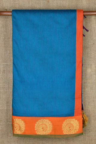 Contrast Border Ink Blue Kalyani Cotton Saree