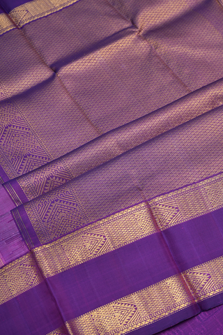 Lotus Threadwork Design Purple Rose Kanchipuram Silk Saree