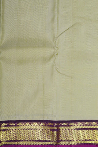 Contrast Korvai Zari Border In Plain Sage Green Kanchipuram Silk Saree