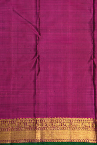 Jacquard Annam Butta Ganga Jamuna Border Olive Green Kanchipuram Silk Saree