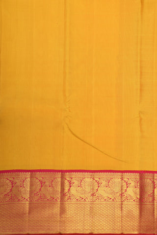 Contrast Big Border In Plain Mango Yellow Kanchipuram Silk Saree