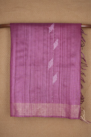 Threadwork Design Mulberry Purple Jute Saree