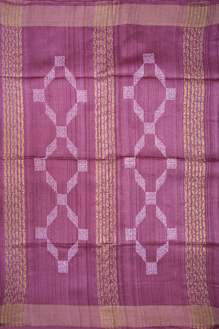 Threadwork Design Mulberry Purple Jute Saree