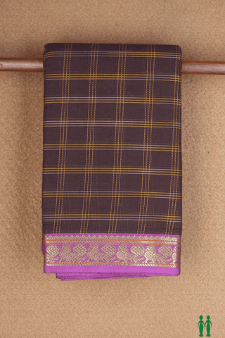 Allover Checks Design Coffee Brown Chettinadu Cotton Saree