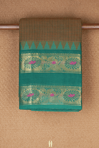 Allover Checks Design Walnut Brown Chettinadu Cotton Saree