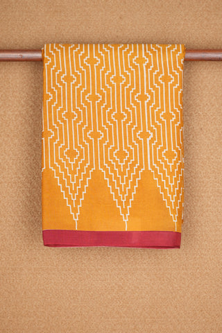 Allover Design Golden Yellow Printed Silk Saree