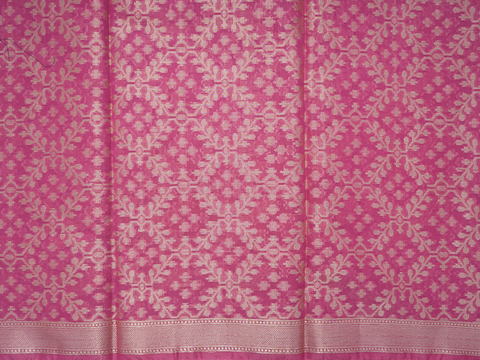 Allover Design Pink Semi Banaras Unstitched Salwar Material