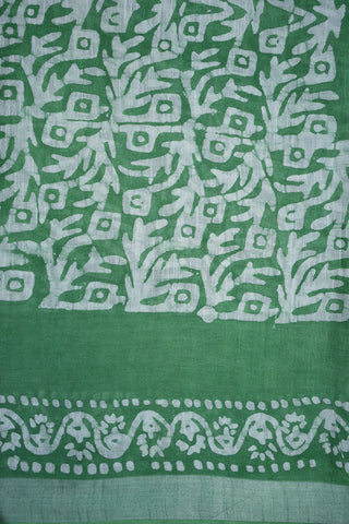 Allover Design Printed Sea Green Jute Saree