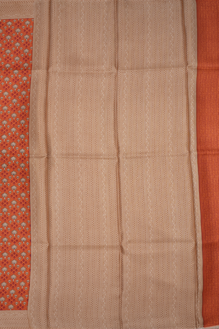 Allover Floral Design Orange Printed Silk Saree