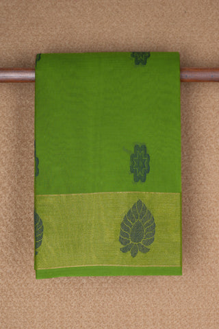 Allover Floral Motifs Fern Green Kanchi Cotton Saree