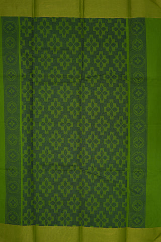 Allover Floral Motifs Fern Green Kanchi Cotton Saree