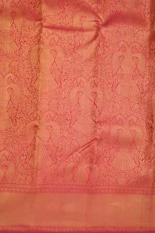 Allover Iruthalai Pakshi And Floral Zari Design Ruby Red Kanchipuram Silk Saree