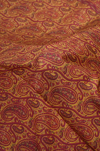 Allover Paisley Design Ginger Orange Printed Silk Saree