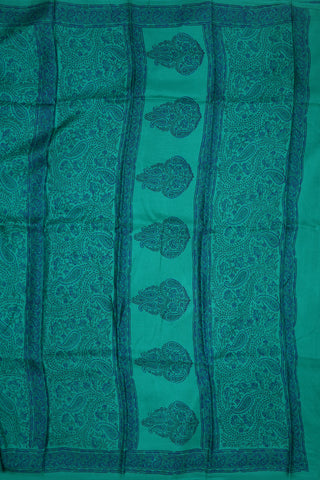 Allover Paisley And Floral Design Peacock Green Printed Silk Saree