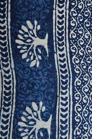 Bagru Printed Indigo Blue Hyderabad Cotton Saree