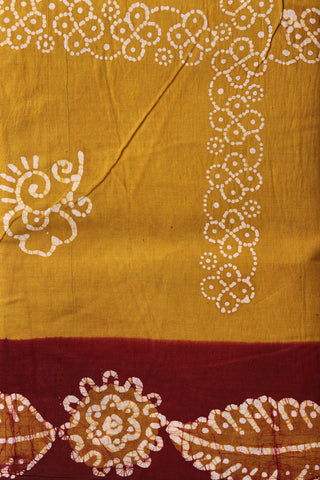 Batik Work Mustard Sungudi Cotton Saree