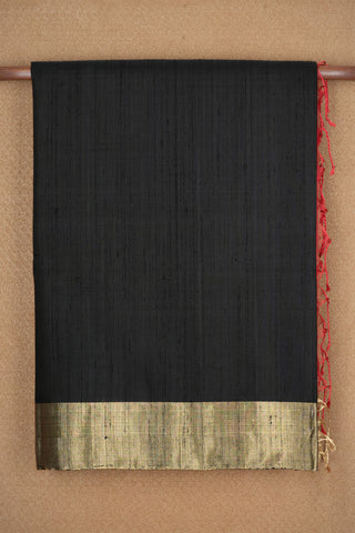 Ikat Pallu In Black Jute Soft Silk Saree