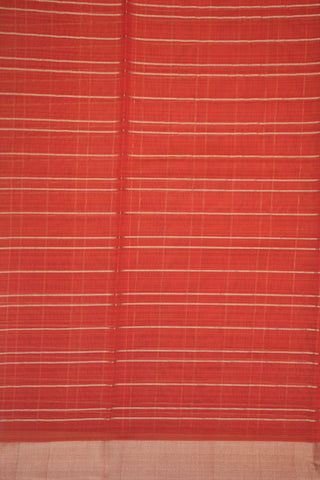 Bavanchi Border Vermillion Red Kora Silk Cotton Saree