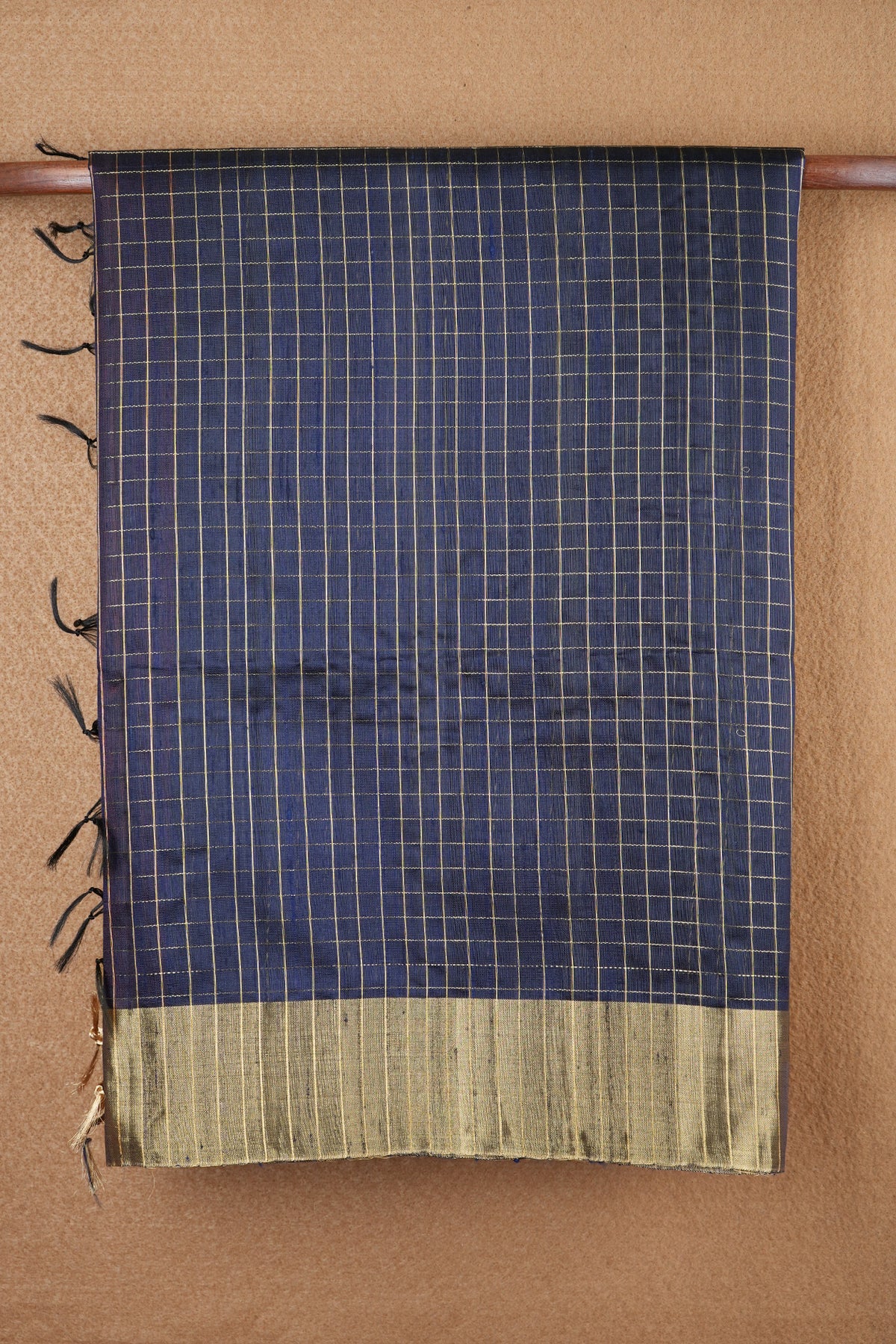 Bavanchi Border Navy Blue Raw Silk Saree