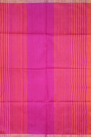 Bavanchi Border Plain Coral Orange Raw Silk Saree