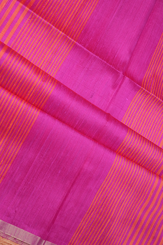 Bavanchi Border Plain Coral Orange Raw Silk Saree