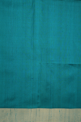 Bavanchi Border Plain Dark Teal Blue Raw Silk Saree