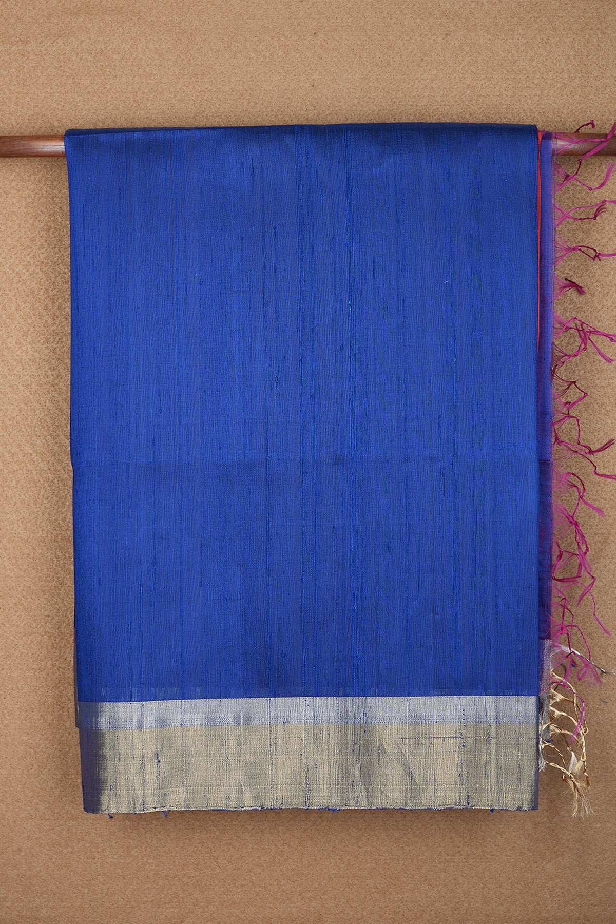 Bavanchi Border Plain Indigo Blue Raw Silk Saree