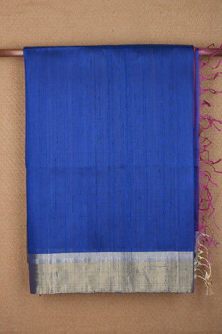 Bavanchi Border Plain Indigo Blue Raw Silk Saree