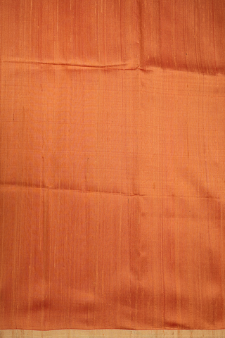 Bavanchi Border Plain Ochre Orange Raw Silk Saree