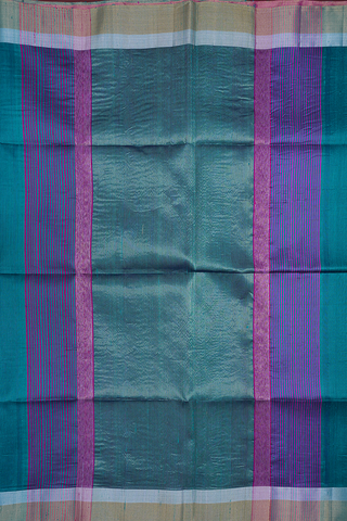 Bavanchi Border Plain Teal Blue Raw Silk Saree