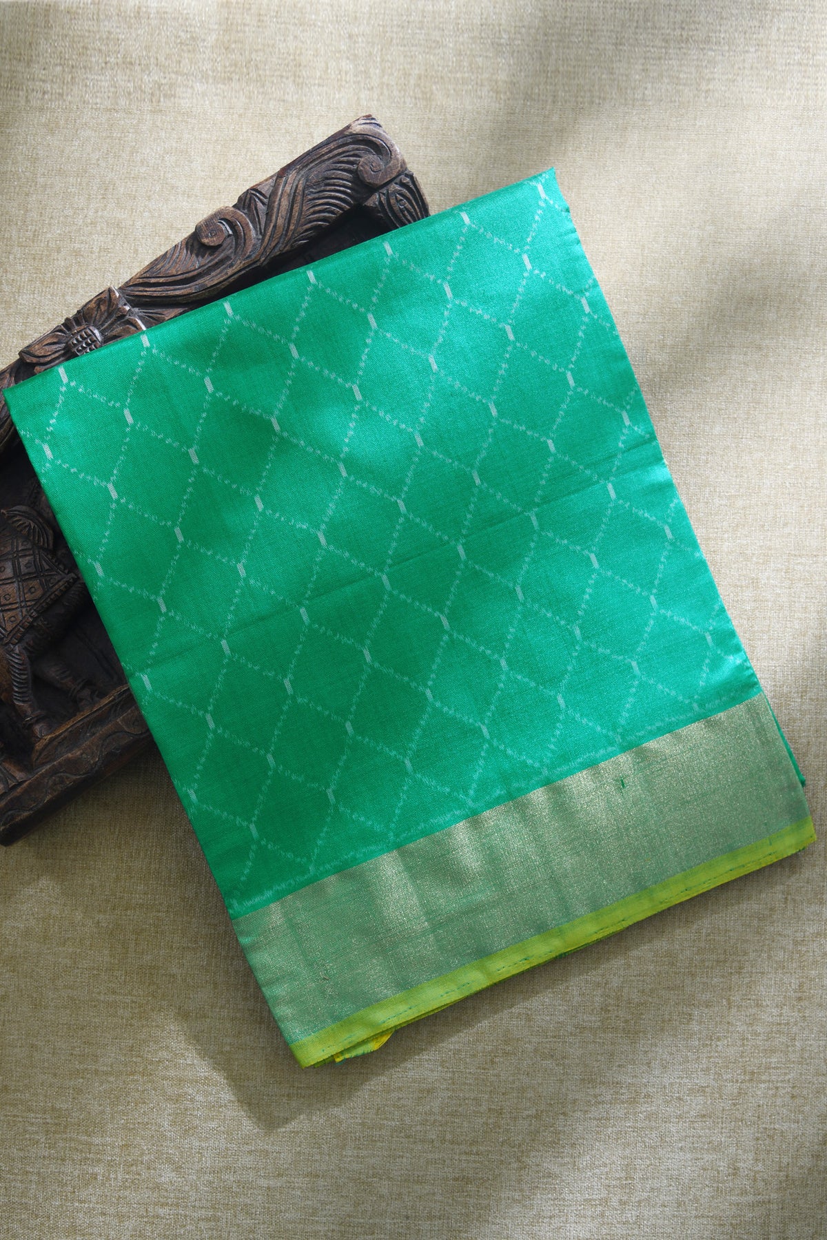 Ogee Design Mint Green Pochampally Silk Saree