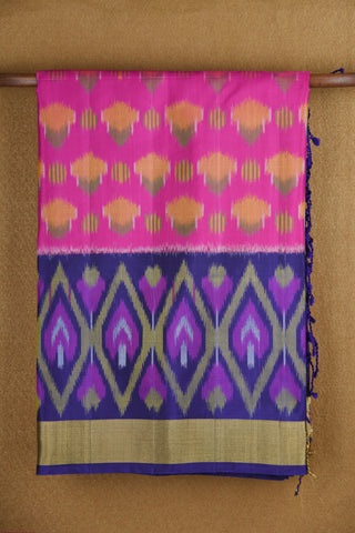 Ikat Design Hot Pink Soft Silk Saree