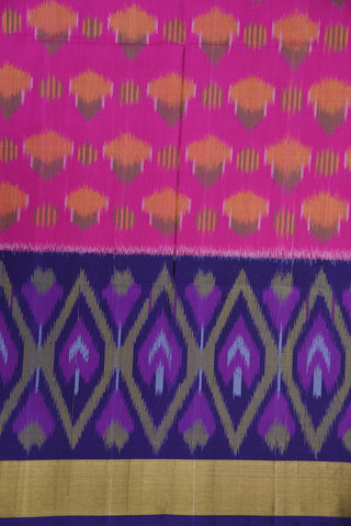 Ikat Design Hot Pink Soft Silk Saree