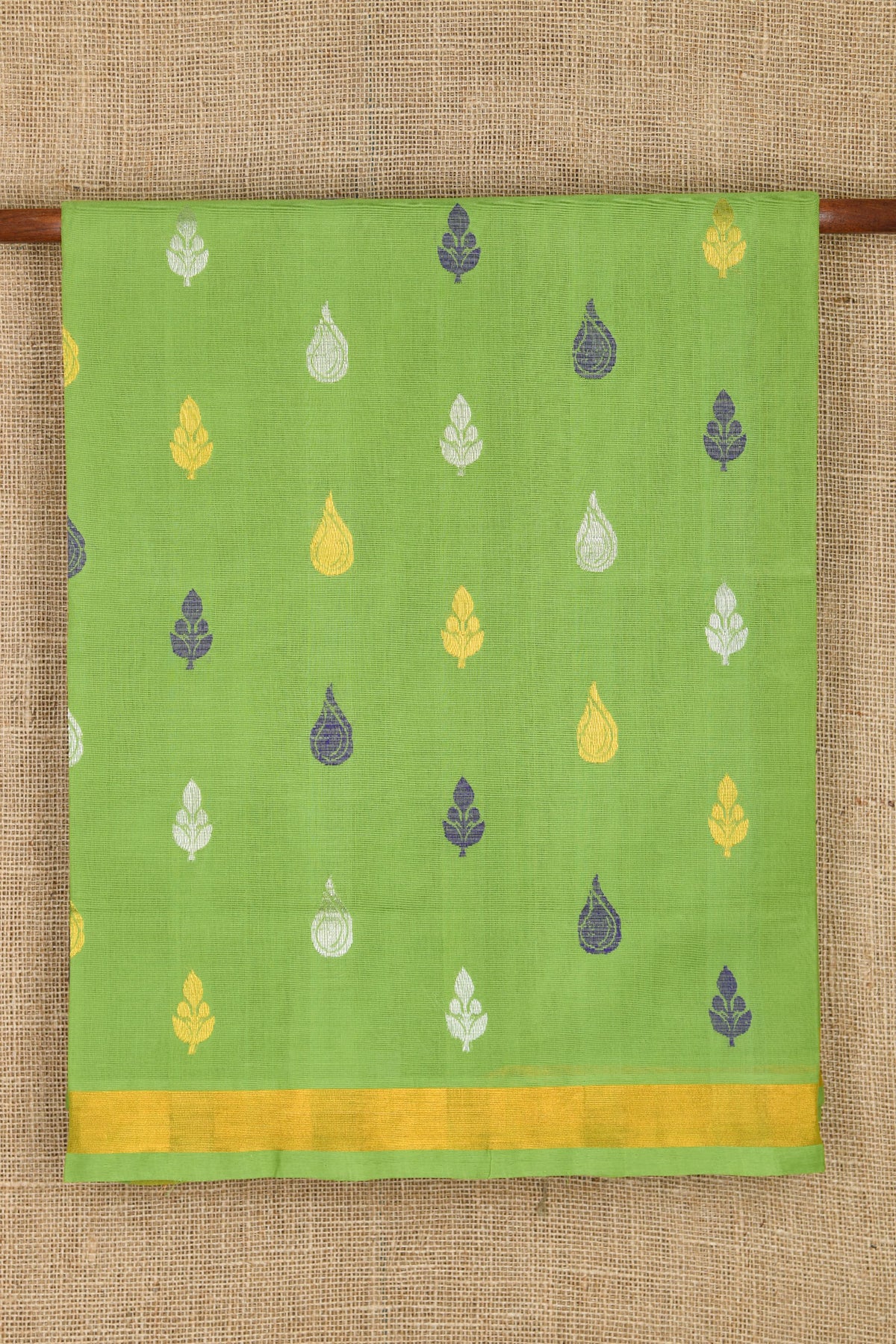 Bavanchi Border With Thread And Zari Butta Pear Green Venkatagiri Cotton Saree