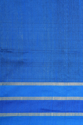 Big Border With Thread Work Stripes Cobalt Blue Jute Silk Saree