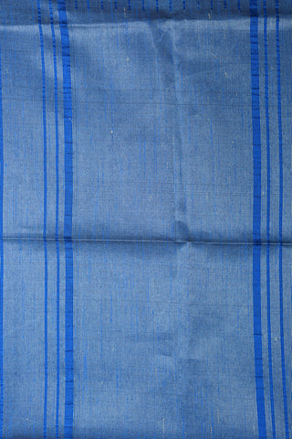 Big Border With Thread Work Stripes Cobalt Blue Jute Silk Saree