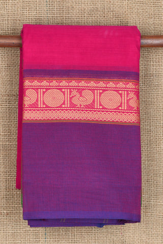 Big Ganga Jamuna Border In Plain Magenta Pink Chettinad Cotton Saree