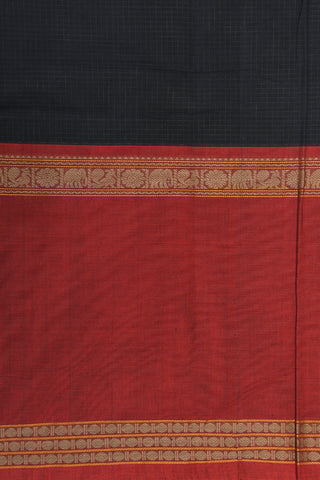 Big Ganga Jamuna Border With Small Checks Black Coimbatore Cotton Saree