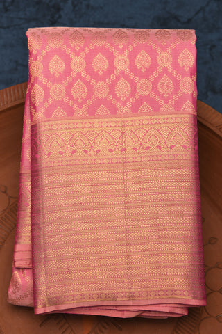 Big Zari Border In Brocade Onion Pink Kanchipuram Silk Saree