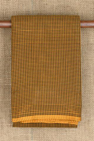 Black And Mustard Small Checks Kanchi Cotton Saree