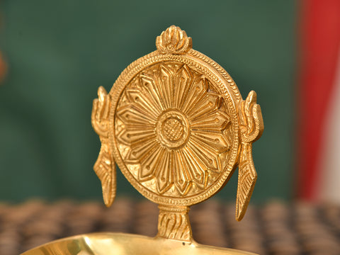 Brass Traditional Chang Chakkaram Vilakku Set